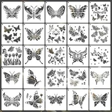 25 PCS Butterfly Stencils for Painting, 6x6 Inch Reusable Butterfly Painting ...