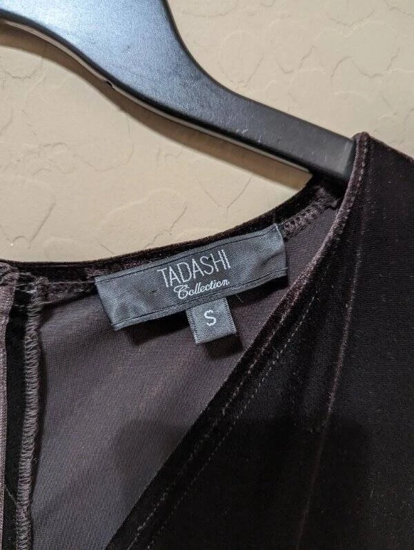 Gorgeous brown velvet Tadashi Shoji Formal cocktail Dress MINT SM - Imagem 4 de 4