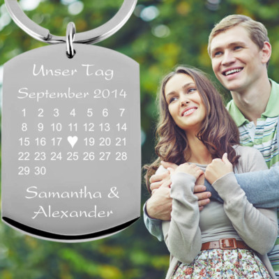 Schlüsselanhänger Gravur Kalender Edelstahl DogTag
