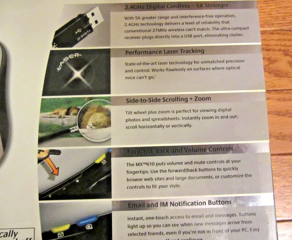 Logitech MX610 Laser Cordless Mouse NOS in Open Box - Image 4 of 4