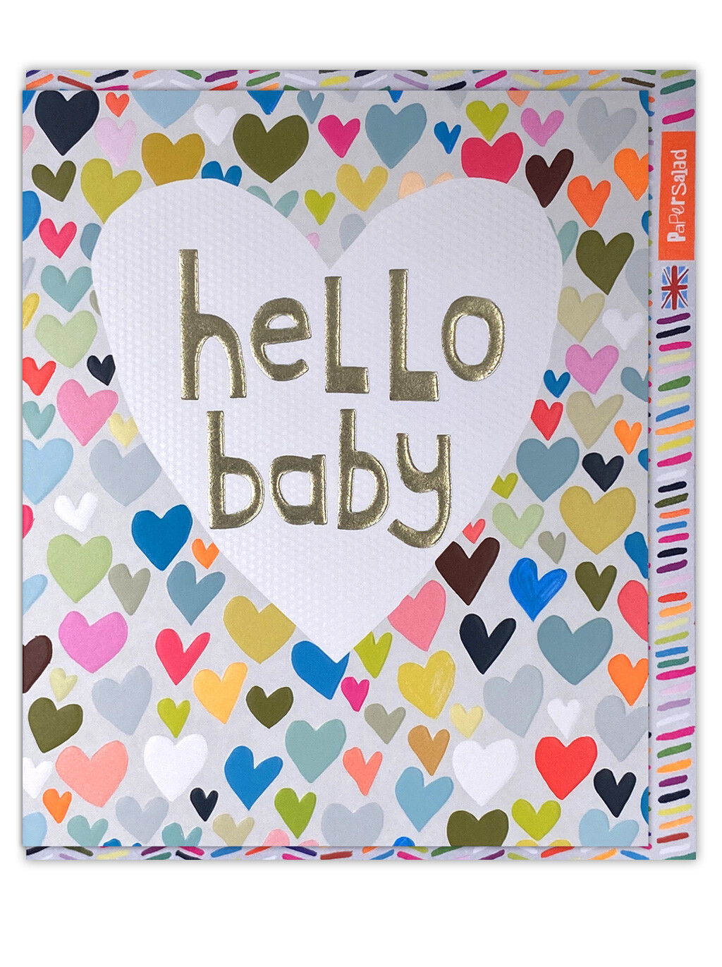 Paper Salad Cute Hello Baby Card Pretty Bright Neon Hearts For Boy Girl New Mum