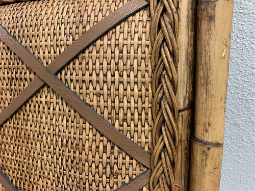 Memo Bulletin Board French Vintage Natural Bamboo Wicker Leather Straps Photos - Picture 9 of 20