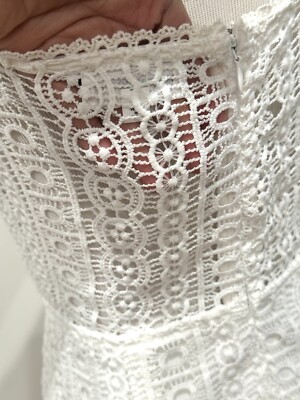 Revolve SUPERDOWN Del Crochet Keyhole Mini Dress White Sz S Club Sexy Cute  | eBay