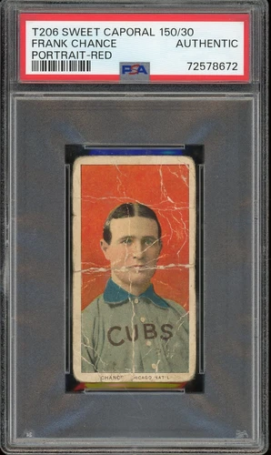 1909-11 T206 Sweet Caporal 150/30 Baseball Frank Chance Portrait Red PSA A