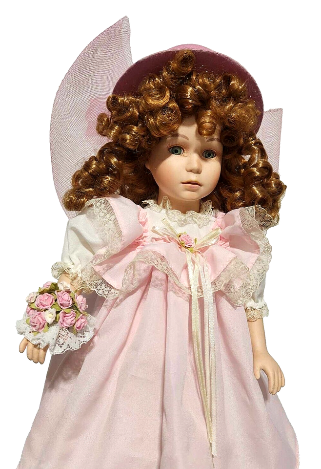 BRINN'S 1989 VICTORIAN 18" FLOWER GIRL PORCELAIN DOLL W/ CLOTHES