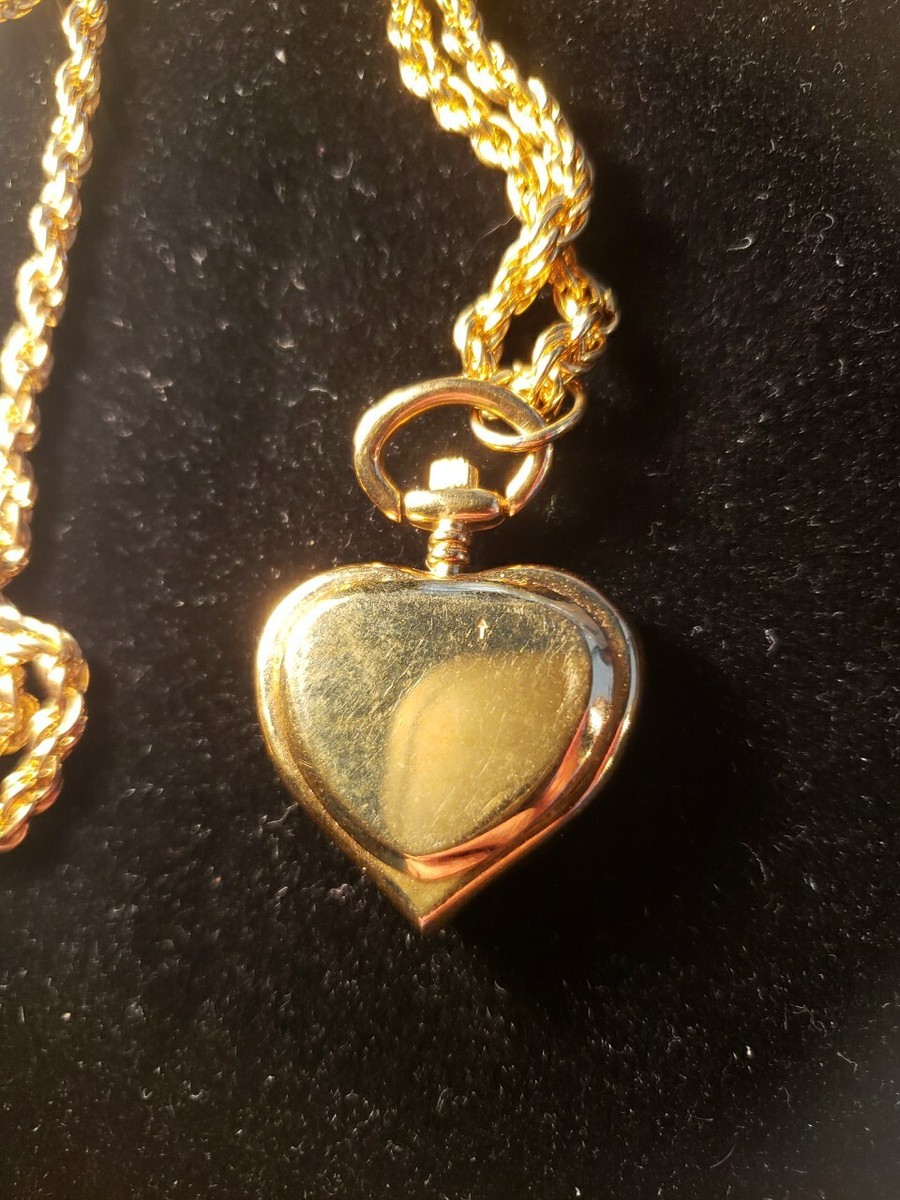 GLoria Vanderbilt II Necklace Heart Shape Watch Goldtone New GLoria Vanderbilt II Necklace Heart Shape Watch Goldtone New