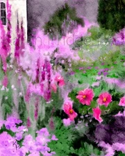 ACEO ATC Art Card Watercolor Print Signed Floral Flowers Flower Garden