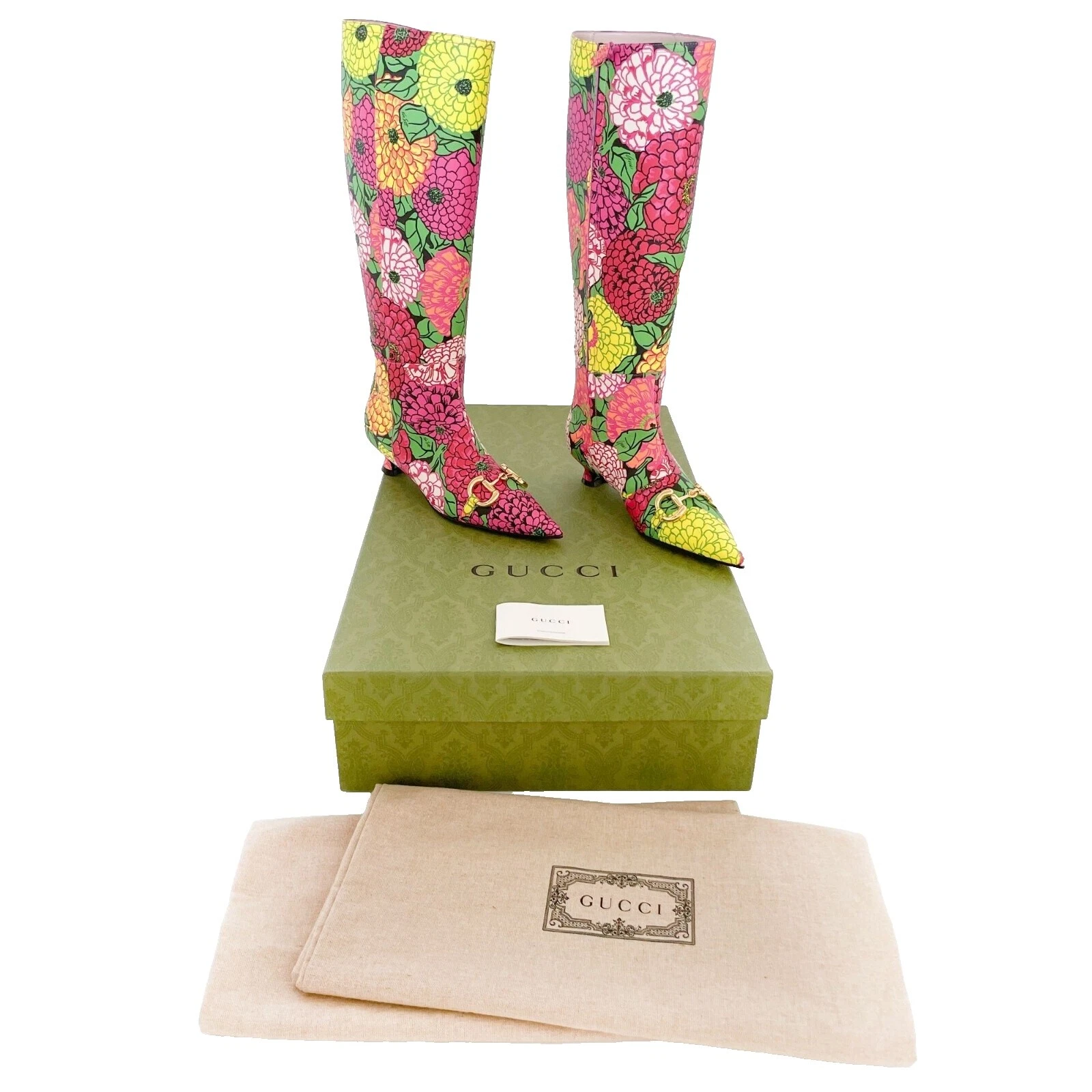 Женские сапоги Gucci с цветочным узором