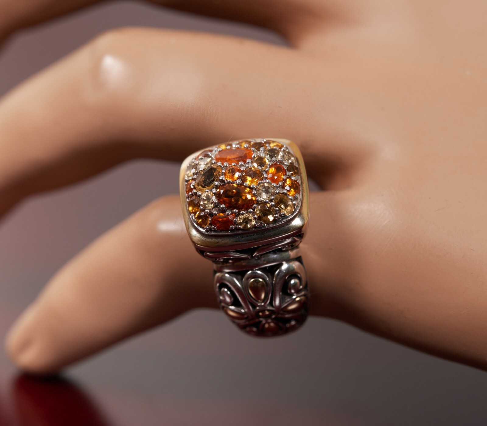 JOHN HARDY Batu Kali Citrine Lava Fire 925 Sterling Silver 18K