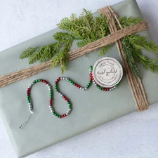 Ragon House Red, Green, Silver 72" Beaded Christmas Garland