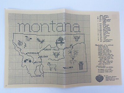 Sue Hillis Designs Map of MONTANA Counted Cross Stitch Pattern SHD Map