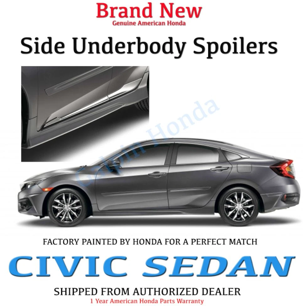 Difusor Trasero O Alerón Labio Para Honda Civic 4 Puertas 2016-2021 - 2 Piezas, Negro Brillante