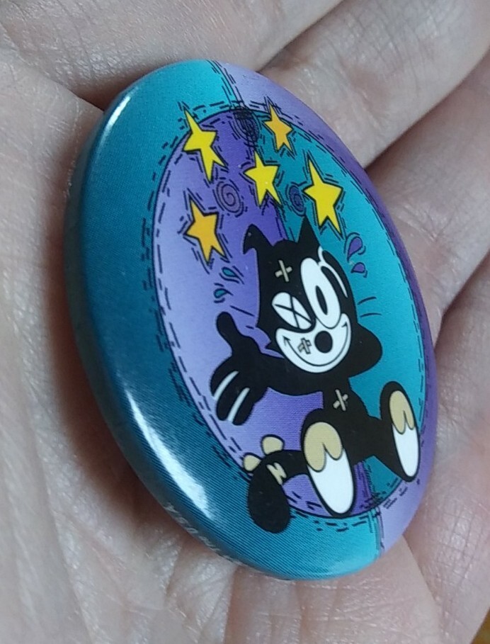 BLACK CATS 1982 U.S.A. ツアー丸型プレート&おまけバッジ付 CAT FIGHT ~ FELIX THE CAT ~ VINTAGE 90s PIN PINBACK BUTTON BADGE