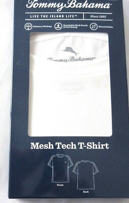 Tommy Bahama Men's Mesh Tech Stretch T Shirt White Marlin Logo NIB Ships Free
