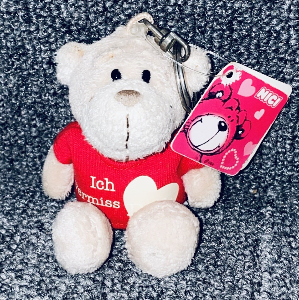 Nici Ich Vermiss Six “I Miss You” Keychain Plush Teddy Bear