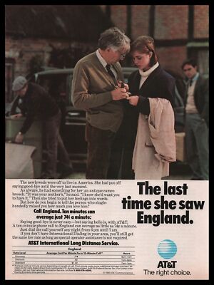 1985 AT&T Call England 74¢ A Minute International Long Distance Vintage ...