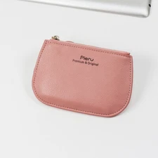 PU Leather Zipper Coin Purse Small Ultra-thin Wallet Change Pouch Card Holder E