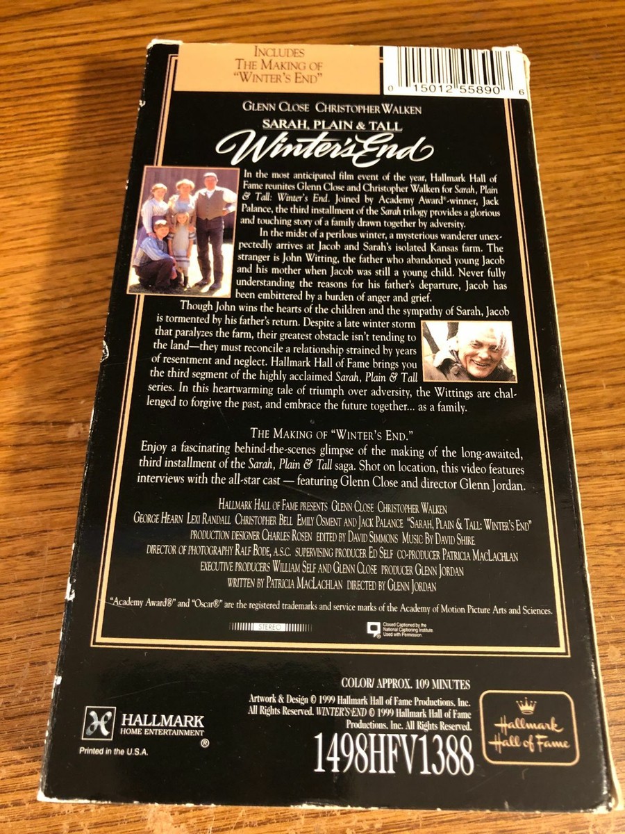 Sarah Plain & Tall Winter's End VHS VCR Video Tape Movie