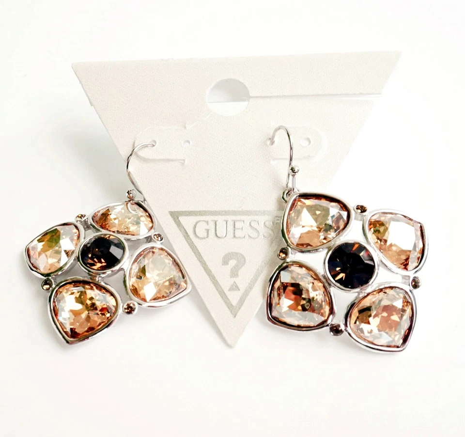 guess  UBE91102 Paar Ohrhänger Ohrringe damen in farbe silber  kristall  neu - Bild 3 von 4