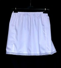WHITE POLY COTTON UNDERSKIRT UK SIZE 6-18 WAIST SLIP HALF SLIP MINI PETTICOATS
