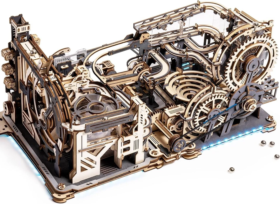 ROKR 3D Puzzle Wood Spaceport Marble Night City with Linkage Model Gift Adults - Image 3 of 4