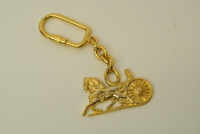 Authentic Celine Gold Plated Horse Logo Keychain Classic Charm