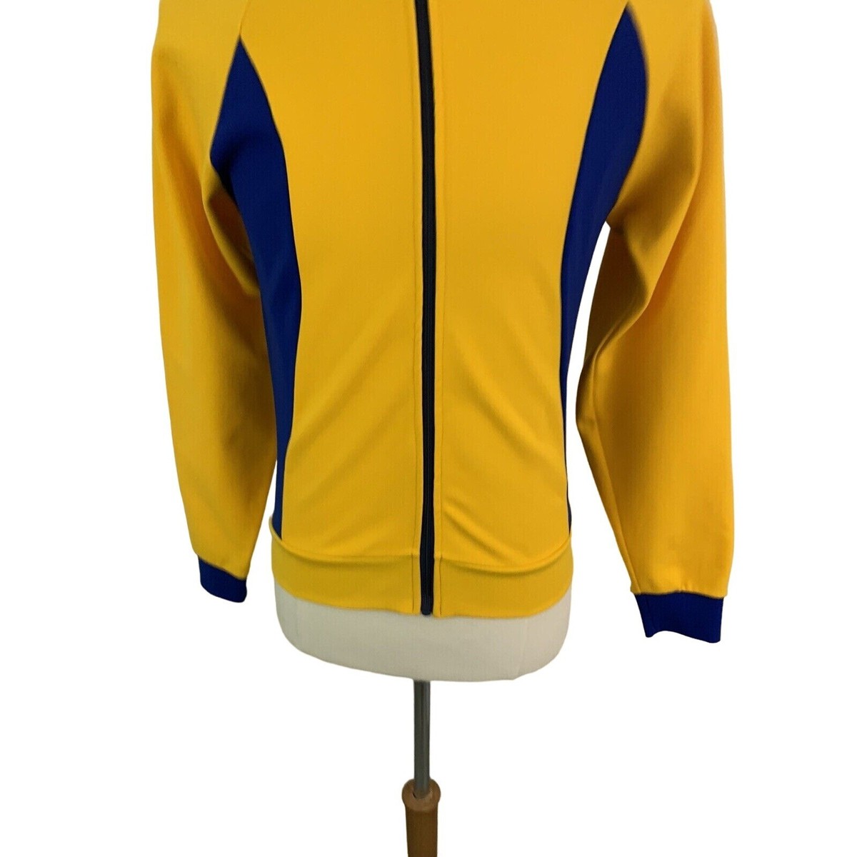 Vintage Champion Men's S Track Jacket Blue Yellow Full Zip Nylon