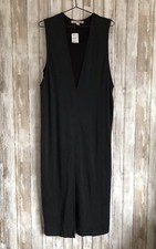 Forever 21 Long Length Front Slit Grey Charcoal Dress L Large NEW