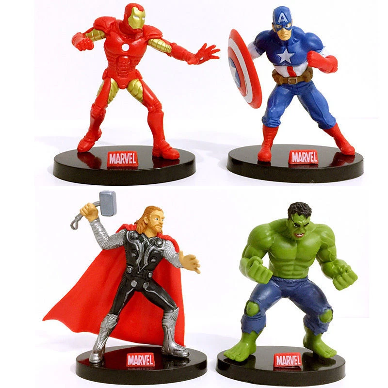 4 x MARVEL AVENGERS CLASSIC ACTION FIGURES DOLL KIDS CHILD CAKE TOPPER DECOR TOY