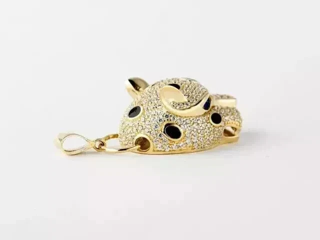 Colgante Pantera Pequeño Zafiro Diamante Simulado Chapado en Oro Amarillo 14K Foto 4 de 4