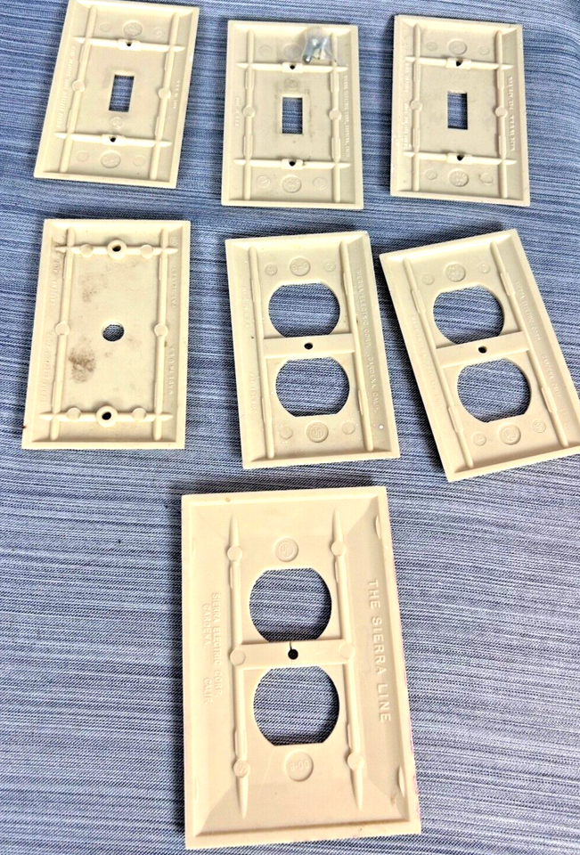 Vintage White Art Deco Light Switch Plug Cover Lot (Sierra Electric