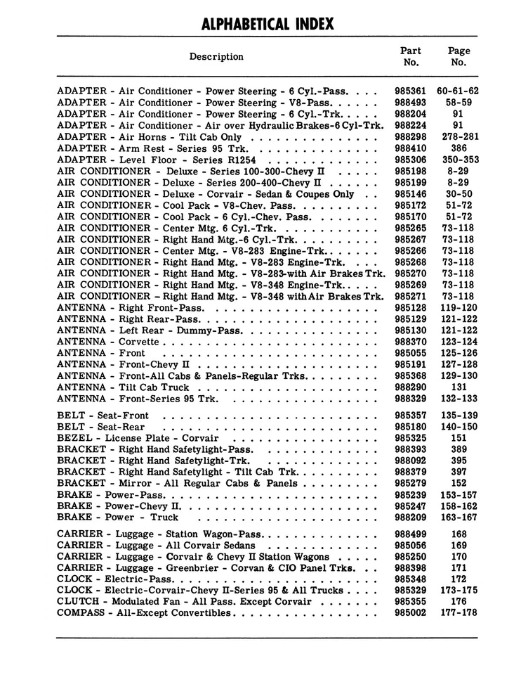 Chevrolet 1962 accesorios de auto y camioneta manual de referencia de instalación Foto 2 de 4
