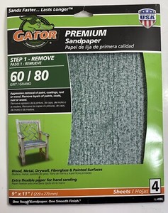 Sandpaper 3 Sheets Premium 60 / 80 Grit 9" x 11" Hand & Power Sanding HQ Gator