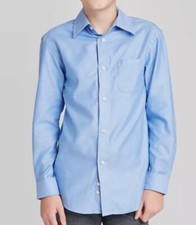 Boys' Long Sleeve Button-Down Collared Shirt Light Blue Cat Jack M, XL