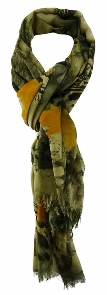 TigerTie Designer Schal in olivegrün orange gemustert