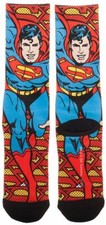 DC COMICS JUSTICE LEAGUE SUPERMAN PREMIUM SUBLIMATED ALL OVER PRINT CREW SOCKS