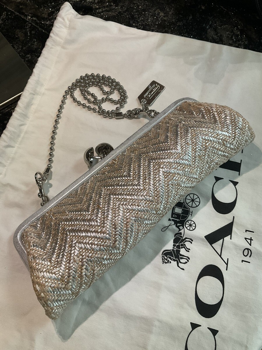 Coach 1941 Amanda Darcy Kisslock Chain Clutch Silver 13592 | eBay