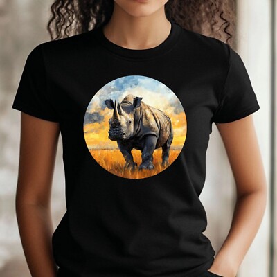 T-Shirt Frauen Nashorn Portrait Motiv Baumwolle Größe XS bis 3XL