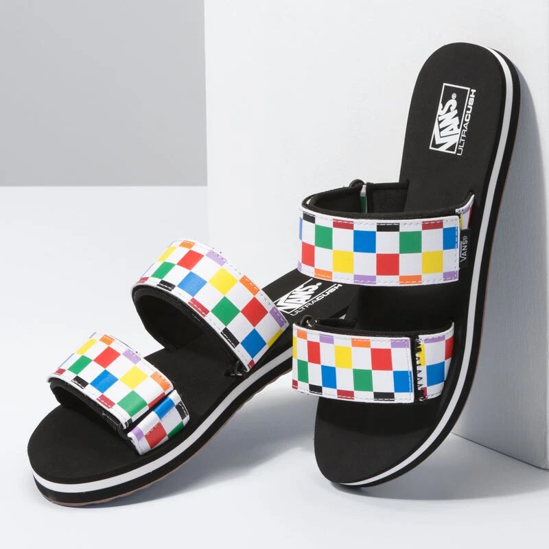 Vans Cayucas Sandalo Slide Regolabile Ultra Cush Arcobaleno Scacchiera Donna US5 5