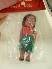 ANTIQUE 1930'S ALOHA HAWAII JOINTED CELLULOID DRESSED HULA DOLL IN ORIG. PACKAGE