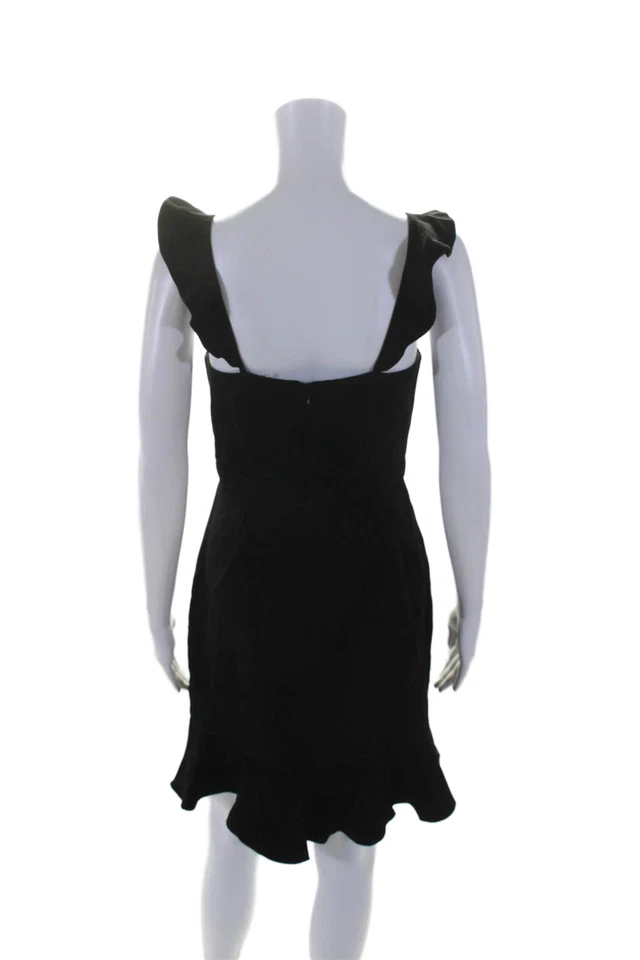 Rachel Zoe Womens Sleeveless High Waist Ruffled Trim Dress Black Size 4 - Image 3 of 4