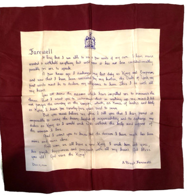 A King's Farewell Silk Scarf Handkerchief 1936 King Edward VIII 19 X 19''