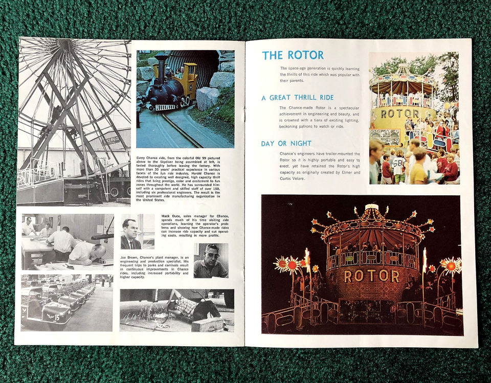 Chance Rides List 1967 CHANCE CARNIVAL RIDE BROCHURE ASTRO WHEEL ROTOR TRABANT TRAINS ...