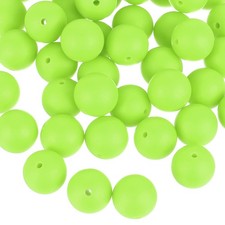 50Pcs 15mm Silicone Beads, Round Loose Rubber Bead for DIY Fluorescent Green