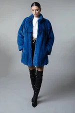 Electric Blue Mink Fur Coat
