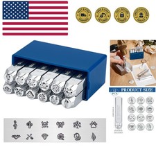 12 Pack 6mm 1/4" Metal Punch Stamp, Nature Theme Design Stamps Metal Stamping...