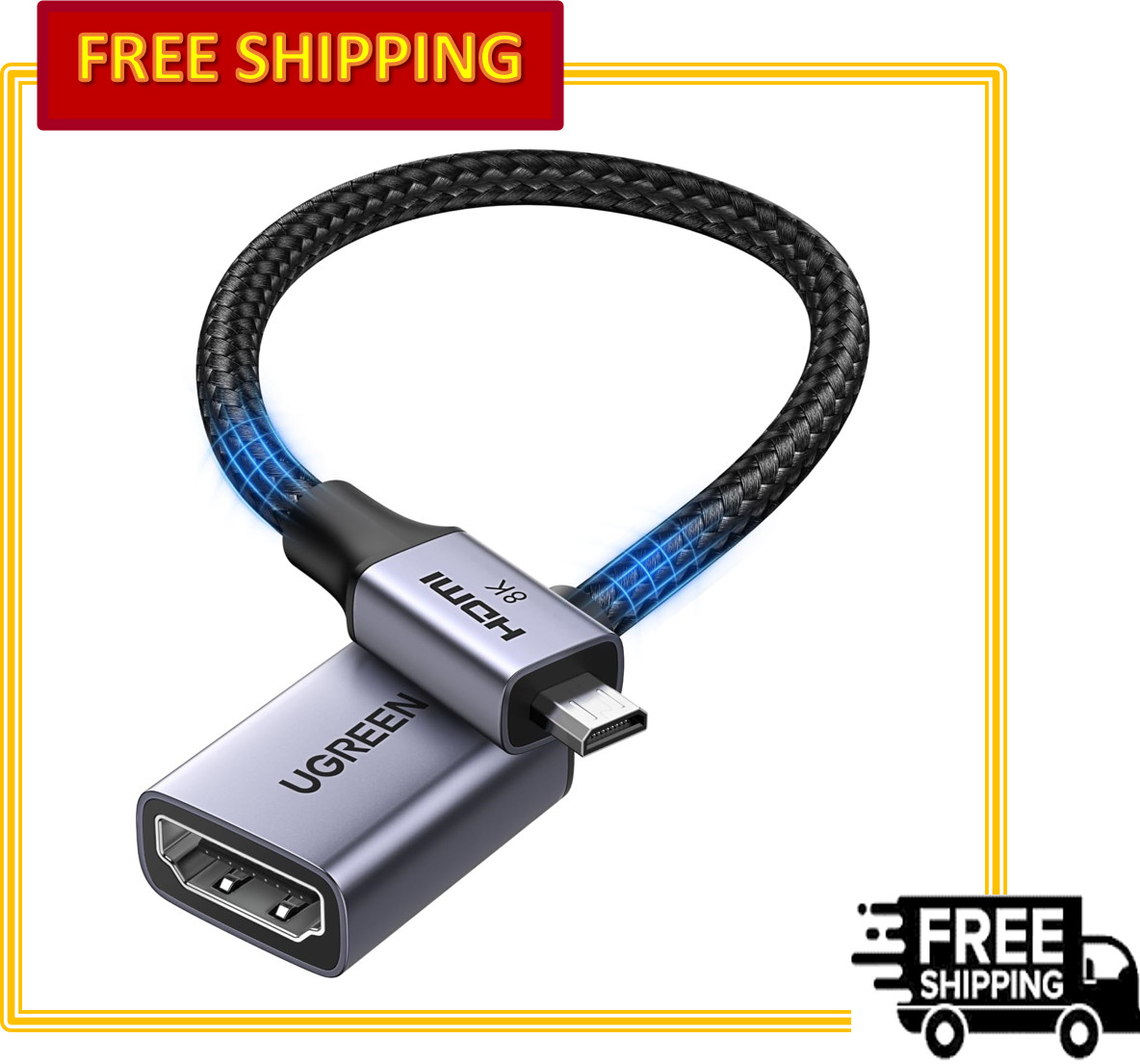UGREEN 8K@60Hz Micro HDMI Male to HDMI 2.1 Female Bidirectio