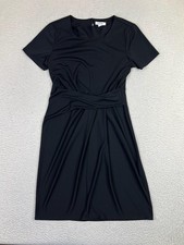 Nine West Dress Womens XS Black Short Sleeve Sheath Twist Front Waist Work Knit