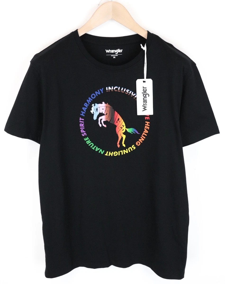 T-shirt Wrangler 2XL/XXL Blanc à Motifs Gris-bleu - Manches Longues - Neuf Avec étiquettes