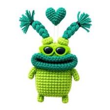 Crochet Key Case for Car Keys, Handmade Monster with Green Sunglasses
